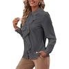 image:imageLYANER Womens Ruffle Front Elegant Blouse  Collar Neck Button Down Long Sleeve Ruffled Shirt Dressy Casual Work TopsDeep Gray