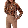 image:imageLYANER Womens Ruffle Front Elegant Blouse  Collar Neck Button Down Long Sleeve Ruffled Shirt Dressy Casual Work TopsFloral Black