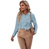 image:imageLYANER Womens Ruffle Front Elegant Blouse  Collar Neck Button Down Long Sleeve Ruffled Shirt Dressy Casual Work TopsLight Blue