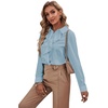 image:imageLYANER Womens Ruffle Front Elegant Blouse  Collar Neck Button Down Long Sleeve Ruffled Shirt Dressy Casual Work TopsLight Blue