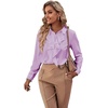image:imageLYANER Womens Ruffle Front Elegant Blouse  Collar Neck Button Down Long Sleeve Ruffled Shirt Dressy Casual Work TopsLight Purple