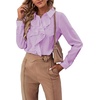 image:imageLYANER Womens Ruffle Front Elegant Blouse  Collar Neck Button Down Long Sleeve Ruffled Shirt Dressy Casual Work TopsLight Purple