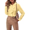 image:imageLYANER Womens Ruffle Front Elegant Blouse  Collar Neck Button Down Long Sleeve Ruffled Shirt Dressy Casual Work TopsLight Yellow