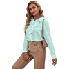 image:imageLYANER Womens Ruffle Front Elegant Blouse  Collar Neck Button Down Long Sleeve Ruffled Shirt Dressy Casual Work TopsMint Green