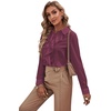 image:imageLYANER Womens Ruffle Front Elegant Blouse  Collar Neck Button Down Long Sleeve Ruffled Shirt Dressy Casual Work TopsPlum Purple