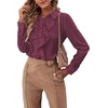 image:imageLYANER Womens Ruffle Front Elegant Blouse  Collar Neck Button Down Long Sleeve Ruffled Shirt Dressy Casual Work TopsPlum Purple