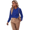 image:imageLYANER Womens Ruffle Front Elegant Blouse  Collar Neck Button Down Long Sleeve Ruffled Shirt Dressy Casual Work TopsRoyal Blue