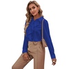 image:imageLYANER Womens Ruffle Front Elegant Blouse  Collar Neck Button Down Long Sleeve Ruffled Shirt Dressy Casual Work TopsRoyal Blue
