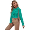 image:imageLYANER Womens Ruffle Front Elegant Blouse  Collar Neck Button Down Long Sleeve Ruffled Shirt Dressy Casual Work TopsTurquoise
