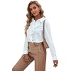 image:imageLYANER Womens Ruffle Front Elegant Blouse  Collar Neck Button Down Long Sleeve Ruffled Shirt Dressy Casual Work TopsWhite