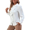 image:imageLYANER Womens Ruffle Front Elegant Blouse  Collar Neck Button Down Long Sleeve Ruffled Shirt Dressy Casual Work TopsWhite