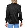 image:imageLYANER Womens Satin Mock Neck Puff Long Sleeve Keyhole Work Blouse TopBlack