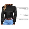 image:imageLYANER Womens Satin Mock Neck Puff Long Sleeve Keyhole Work Blouse TopBlack