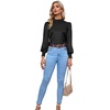 image:imageLYANER Womens Satin Mock Neck Puff Long Sleeve Keyhole Work Blouse TopBlack