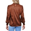image:imageLYANER Womens Satin Mock Neck Puff Long Sleeve Keyhole Work Blouse TopBrown