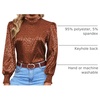 image:imageLYANER Womens Satin Mock Neck Puff Long Sleeve Keyhole Work Blouse TopBrown