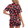 image:imageLYANER Womens Satin Silky Soft Pajamas Set  Button Down Collared V Neck Short Sleeve Blouse Tops with Elastic High Waisted Shorts Comfy Pjs Sleepwear LoungewearWatermelon Black