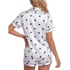 image:imageLYANER Womens Satin Silky Soft Pajamas Set  Button Down Collared V Neck Short Sleeve Blouse Tops with Elastic High Waisted Shorts Comfy Pjs Sleepwear LoungewearDots White