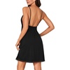 image:imageLYANER Womens Sexy Sleepwear Lace Chemise Nightgowns Full Slip Babydoll NightdressSolid Black