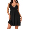 image:imageLYANER Womens Sexy Sleepwear Lace Chemise Nightgowns Full Slip Babydoll NightdressSolid Black