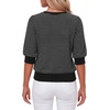 image:imageLYANER Womens Striped Square Neck Blouse Tops  Summer Puff Half Sleeve Slim Fitted Business Casual Top ShirtsBlack