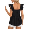 image:imageLYANER Womens Summer Sleeveless Peplum Blouse Square Neck Ruffle Strap Babydoll Tank Top Black Small