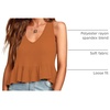 image:imageLYANER Womens V Neck Casual Tank Top  Ruffle Hem Babydoll Blouse Sleeveless Flowy Peplum TopsCarmel