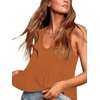 image:imageLYANER Womens V Neck Casual Tank Top  Ruffle Hem Babydoll Blouse Sleeveless Flowy Peplum TopsCarmel