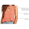 image:imageLYANER Womens V Neck Casual Tank Top  Ruffle Hem Babydoll Blouse Sleeveless Flowy Peplum TopsCoral Pink