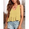 image:imageLYANER Womens V Neck Casual Tank Top  Ruffle Hem Babydoll Blouse Sleeveless Flowy Peplum TopsGinger