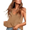 image:imageLYANER Womens V Neck Casual Tank Top  Ruffle Hem Babydoll Blouse Sleeveless Flowy Peplum TopsKhaki