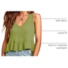 image:imageLYANER Womens V Neck Casual Tank Top  Ruffle Hem Babydoll Blouse Sleeveless Flowy Peplum TopsLight Green