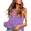 image:imageLYANER Womens V Neck Casual Tank Top  Ruffle Hem Babydoll Blouse Sleeveless Flowy Peplum TopsLight Purple