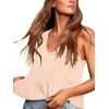 image:imageLYANER Womens V Neck Casual Tank Top  Ruffle Hem Babydoll Blouse Sleeveless Flowy Peplum TopsSolid Beige