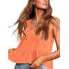 image:imageLYANER Womens V Neck Casual Tank Top  Ruffle Hem Babydoll Blouse Sleeveless Flowy Peplum TopsSolid Orange