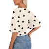 image:imageLYANER Womens Wrap V Neck Dressy Casual Tops  Ruffle Short Sleeve Elegant Work Business Blouse ShirtsDark Gray Heart