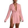 image:imageLYANER Womens Collared Deep V Neck Sexy Tops  Summer Button Down Long Sleeve Slit Hem Long Blouse ShirtsLight Pink