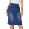 image:imageLYANER Womens High Waisted Denim Skirt  Summer Knee Length Pencil Mermaid Stretch Jean Skirts with PocketsDarkness Blue