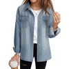image:imageLYANER Womens Oversized Collar Casual Jacket Denim Shirts  Button Down Long Sleeve Loose Fit Lightweight Vintage Cardigan Jean ShirtBlue