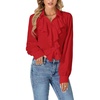 image:imageLYANER Womens Ruffle Collar Casual Blouse  Button Down Long Sleeve Victorian Dressy Top ShirtsRed