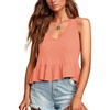 image:imageLYANER Womens V Neck Casual Tank Top  Ruffle Hem Babydoll Blouse Sleeveless Flowy Peplum TopsCoral Pink