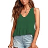 image:imageLYANER Womens V Neck Casual Tank Top  Ruffle Hem Babydoll Blouse Sleeveless Flowy Peplum TopsDark Green