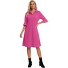 image:imageLYANER Womens Collar V Neck Casaul Midi Dress with PocketsRose