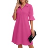 image:imageLYANER Womens Collar V Neck Casaul Midi Dress with PocketsRose