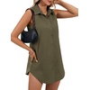 image:imageLYANER Womens Collar V Neck Casual Shirt DressArmy Green