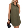 image:imageLYANER Womens Collar V Neck Casual Shirt DressArmy Green