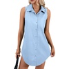 image:imageLYANER Womens Collar V Neck Casual Shirt DressAzure