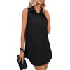 image:imageLYANER Womens Collar V Neck Casual Shirt DressBlack