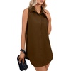 image:imageLYANER Womens Collar V Neck Casual Shirt DressDark Brown