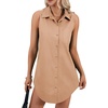 image:imageLYANER Womens Collar V Neck Casual Shirt DressKhaki